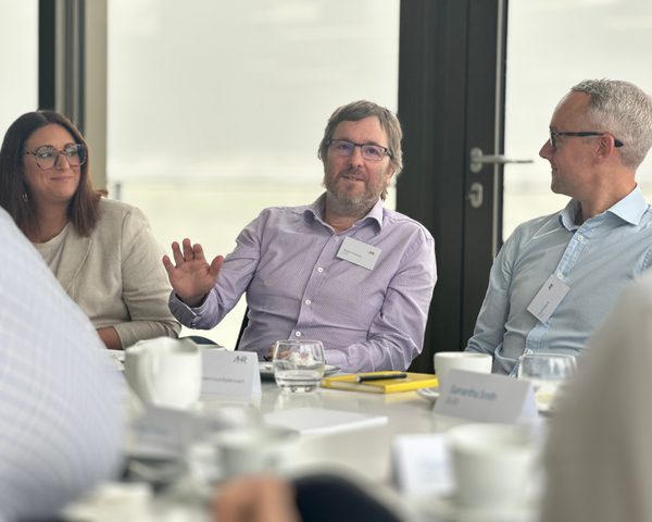 Director and sustainability lead Robert Hopkins driving a discussion around decarbonisation as part of a roundtable event in Manchester.
