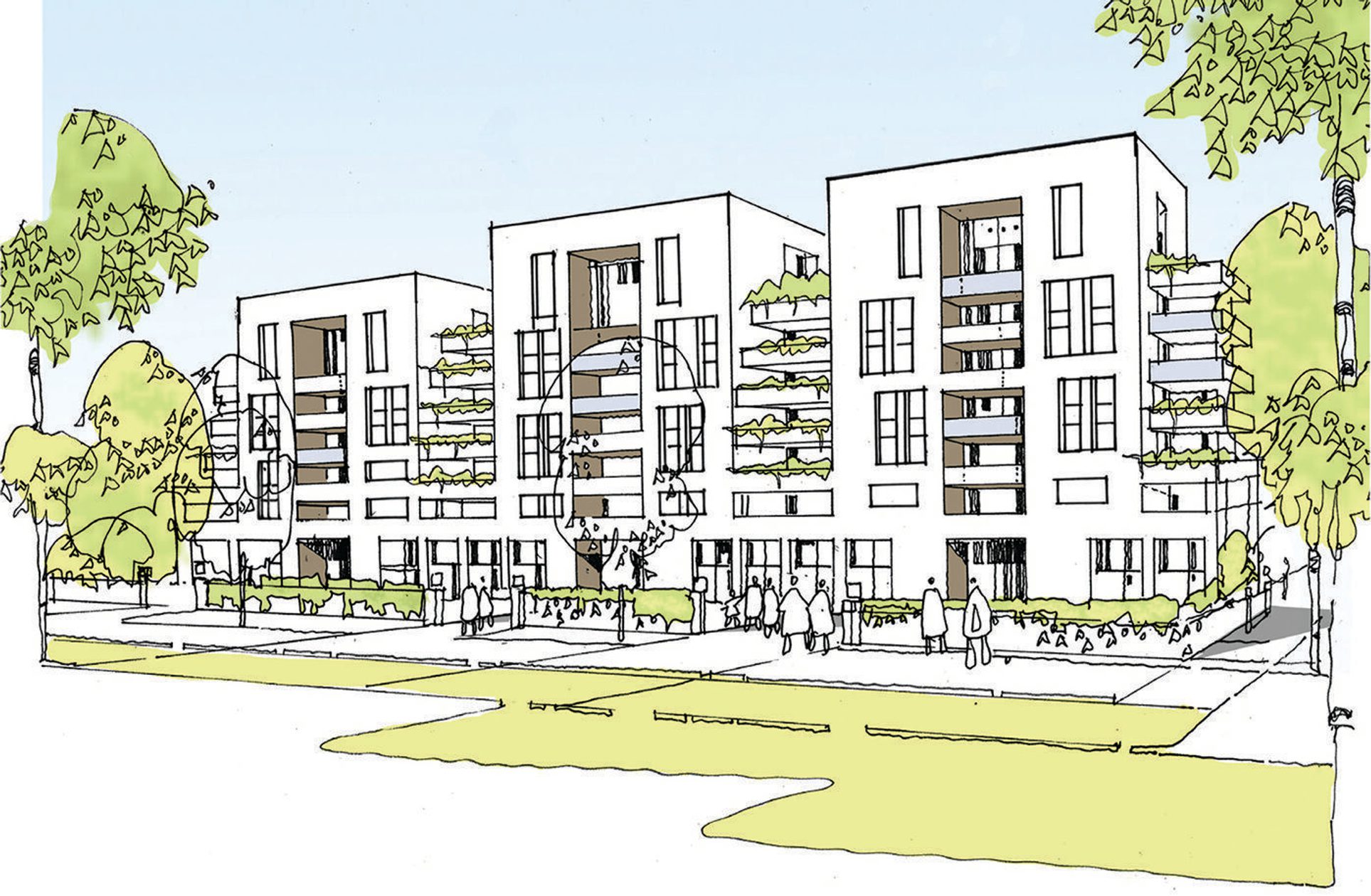 AHR Housing Acton Gardens Architecture London Sketch2