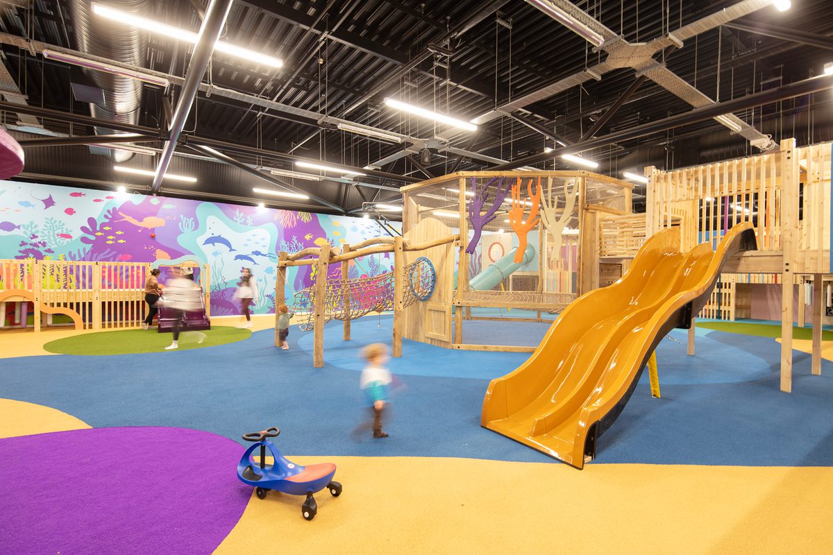 Children playing inside the soft play area at the Barnsley Metrodome Adventure Reef.