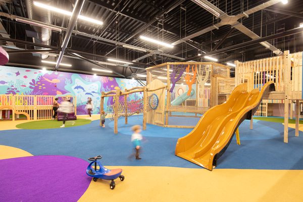 Children playing inside the soft play area at the Barnsley Metrodome Adventure Reef.