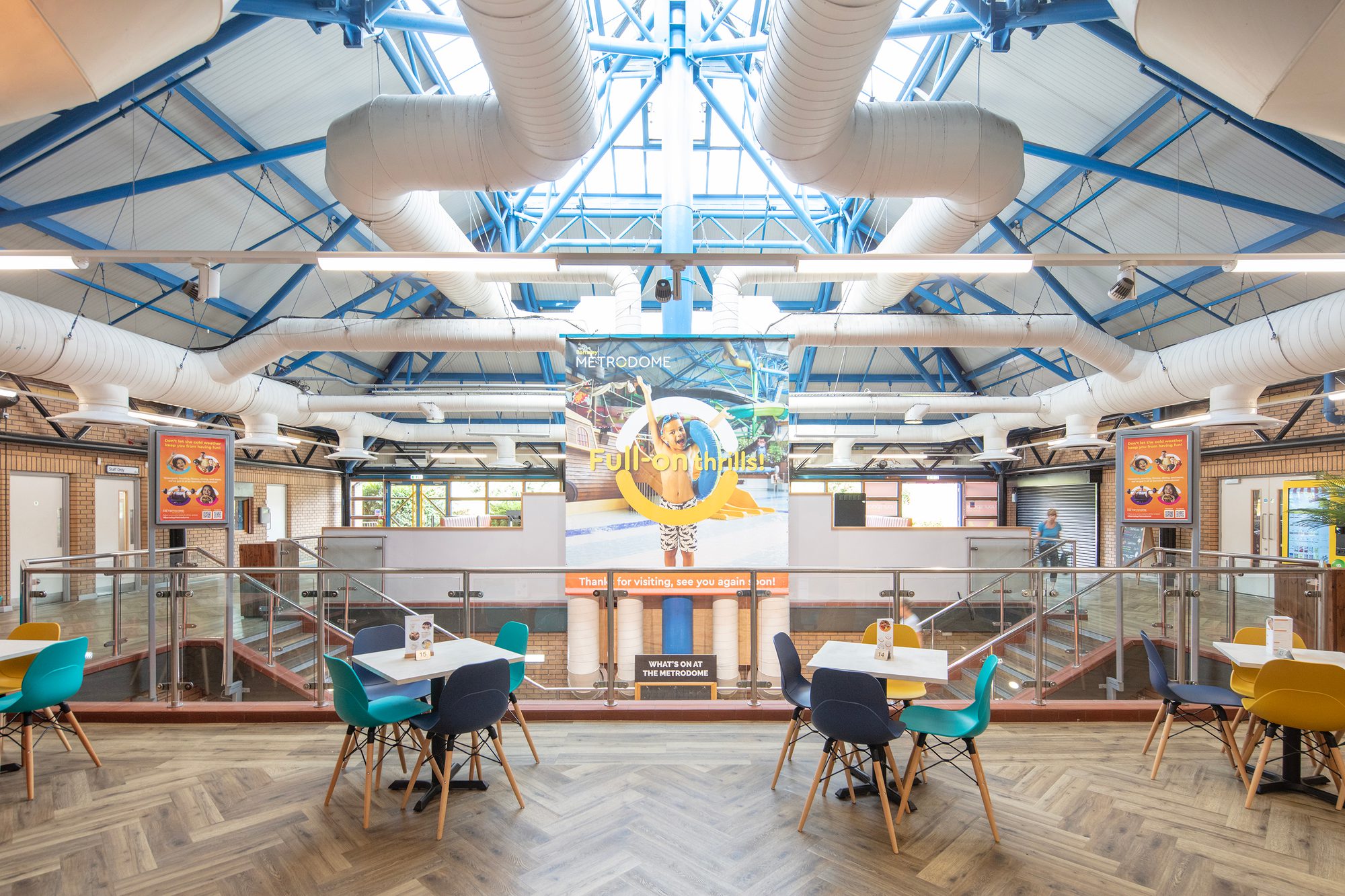 Dine in natural light from the atrium