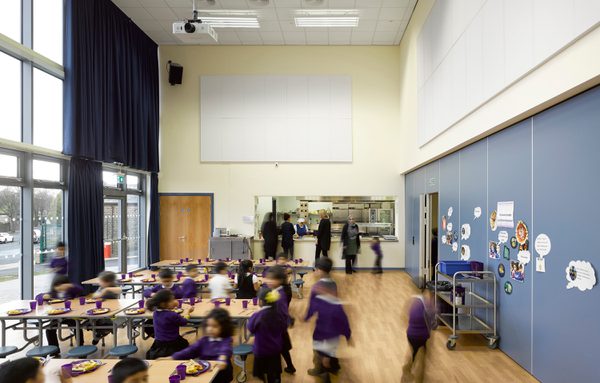 Pupils and teachers within the interior hall of Halifax Academy, part of Calderdale Council's property portfolio.