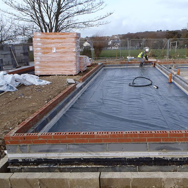 The foundation one of the houses under construction in the Cameron Close residential development.
