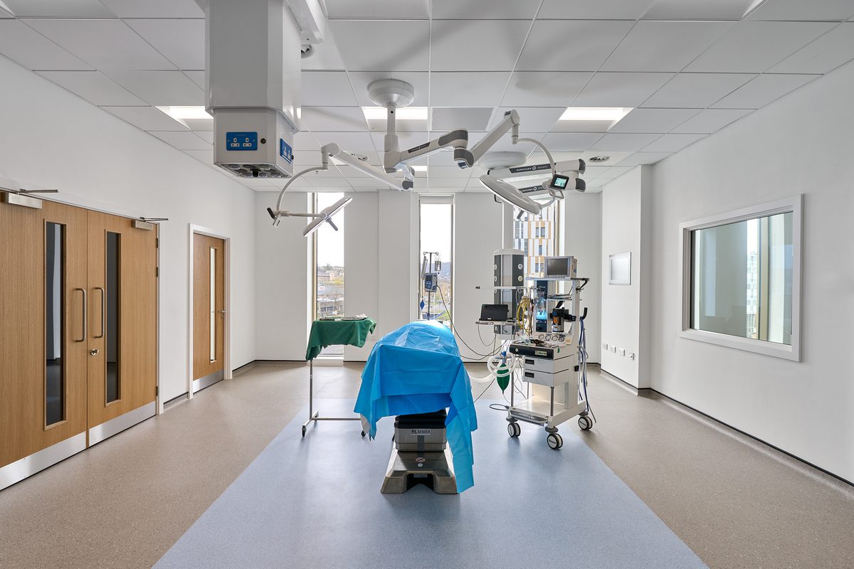 An indoor simulation of a healthcare environment inside the Daphne Steele Building in Huddersfield.