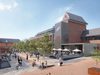 Visualisation of the repurposed Debenhams building in Lichfield showing landscaped public square.
