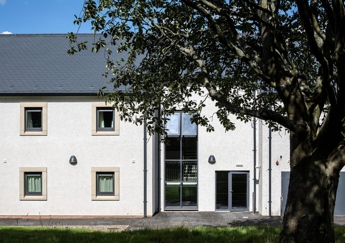The white facade of Dreghorn Barracks army accommodation.