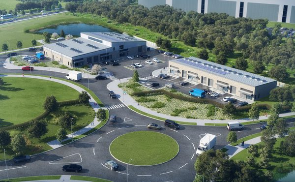 An aerial visualisation of Fife Interchange showing the large scale of the development.