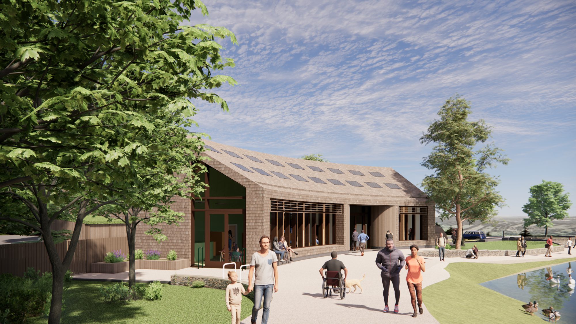 AHR Visitors Centre Fourteen Locks Architecture Newport Lake side view
