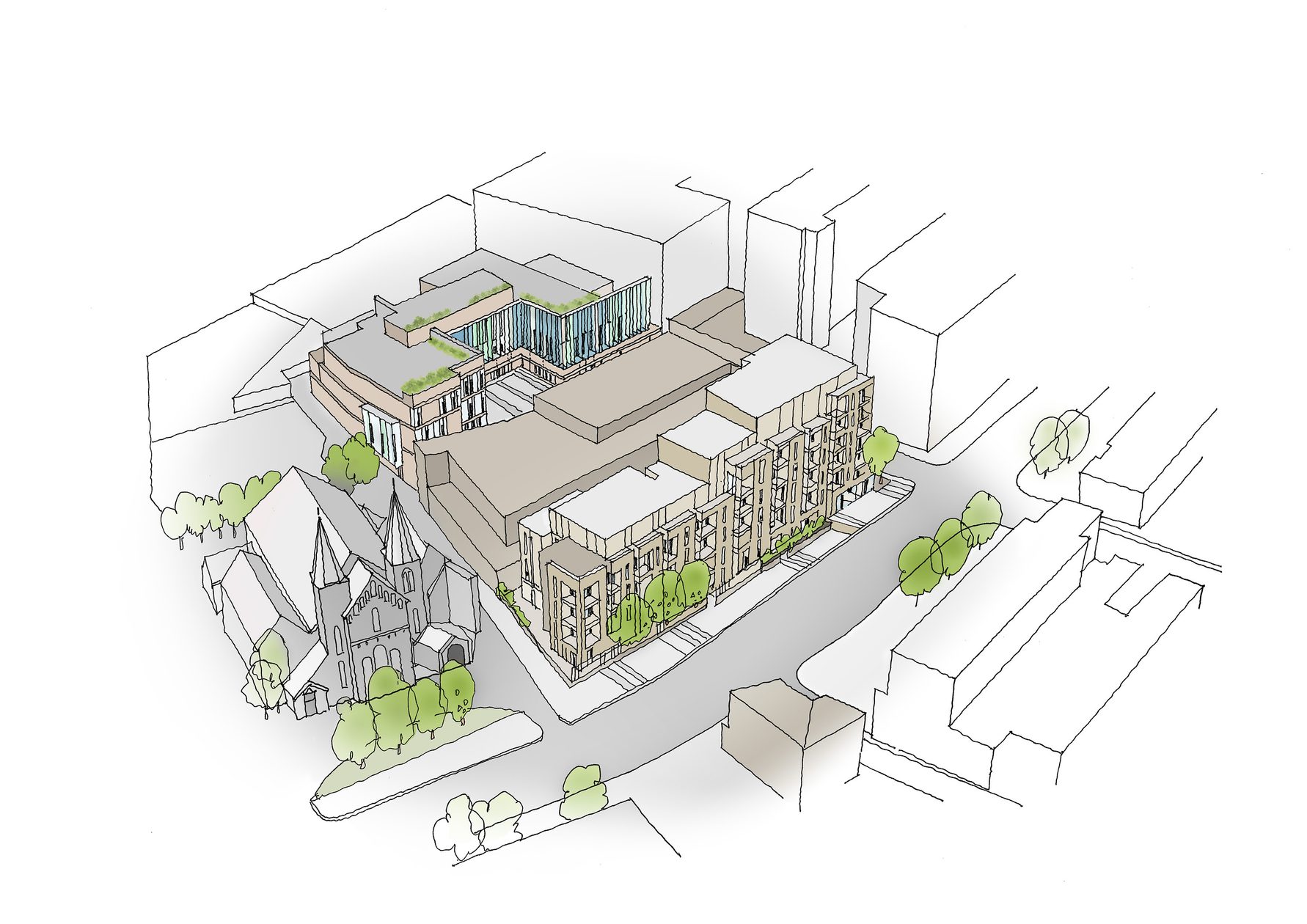 AHR Community Healthcare Hub Greenwood Centre Architecture London Sketch 1