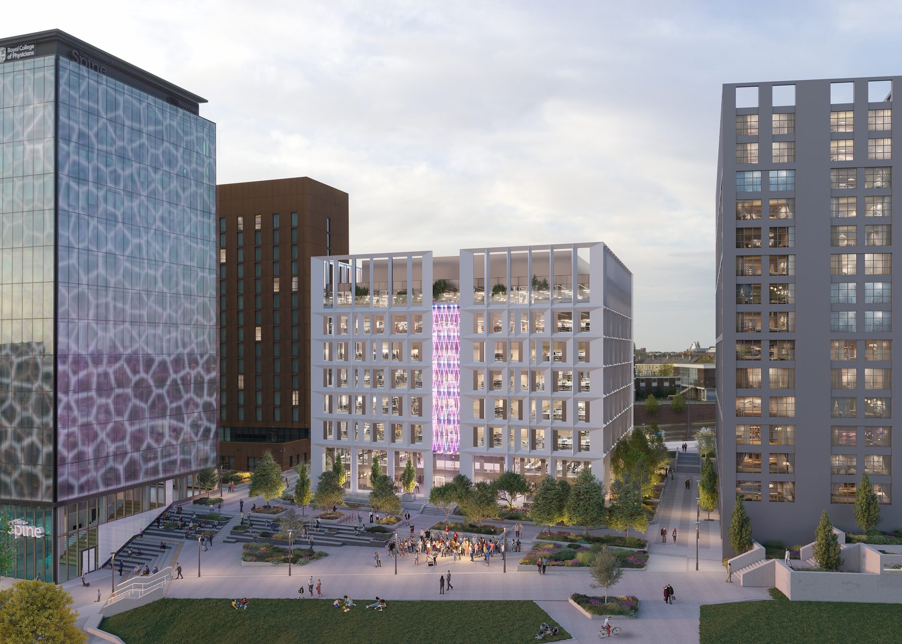 AHR Office HEMISPHERE One Architecture Liverpool Aerial Dusk 03