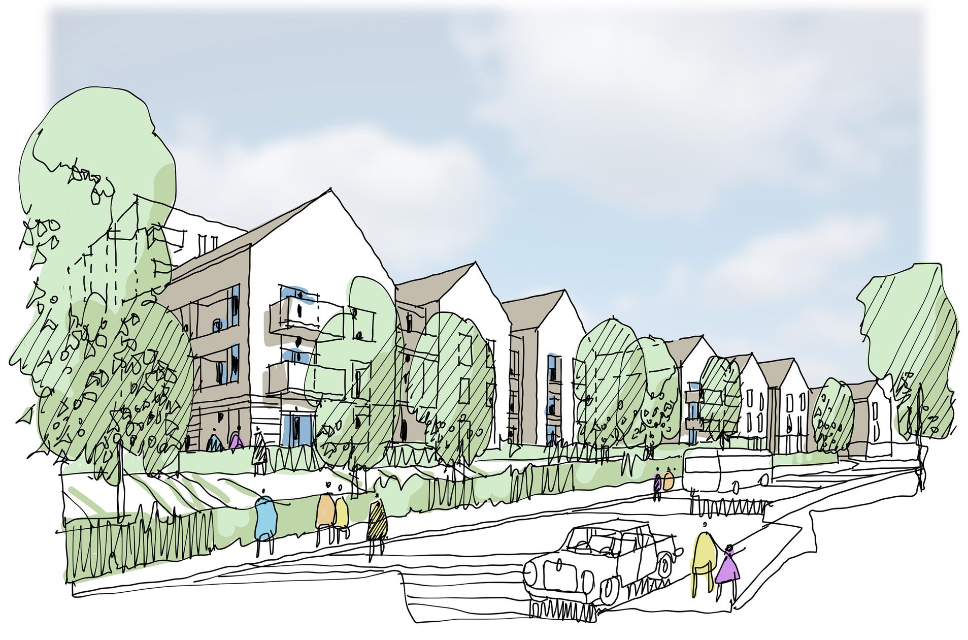 AHR Housing HemelHempstead Architecture London sketch