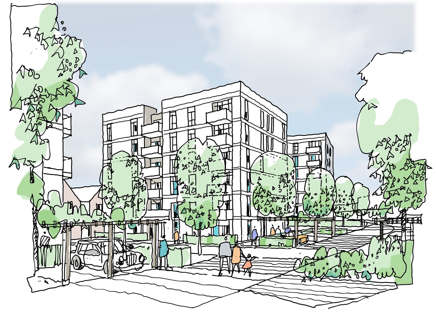 AHR Housing HemelHempstead Architecture London sketch1