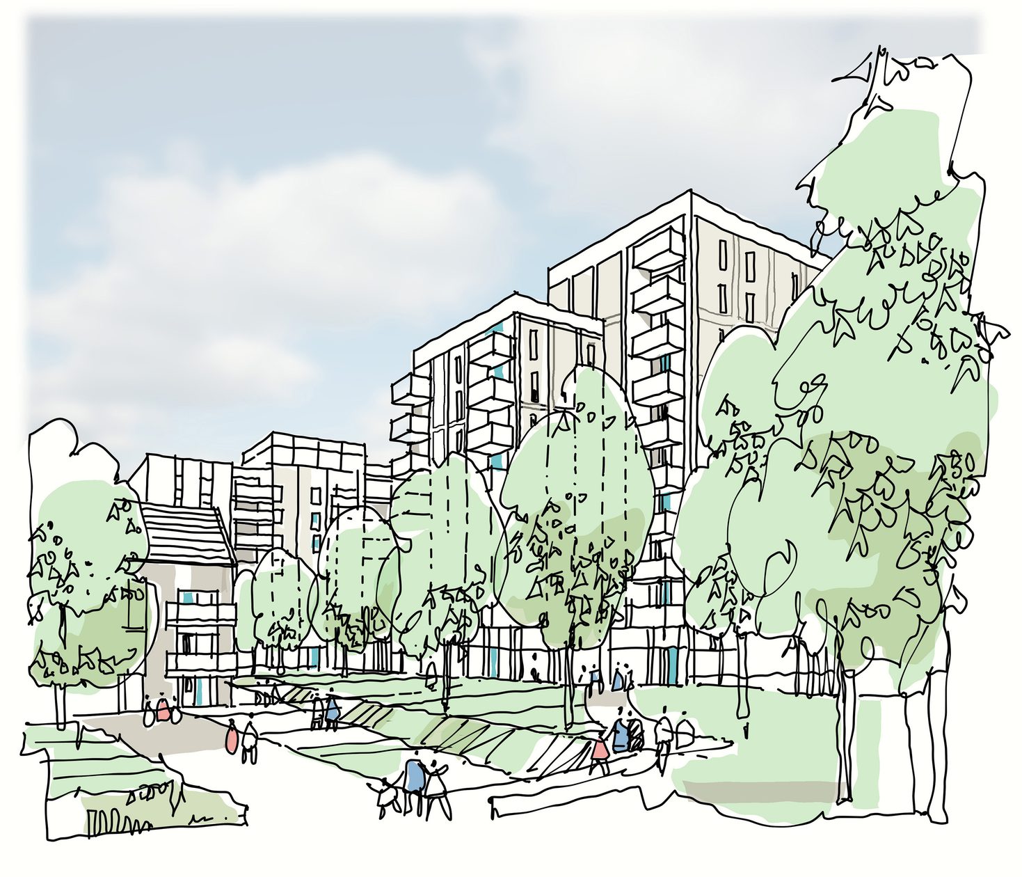 AHR Housing HemelHempstead Architecture London sketch2