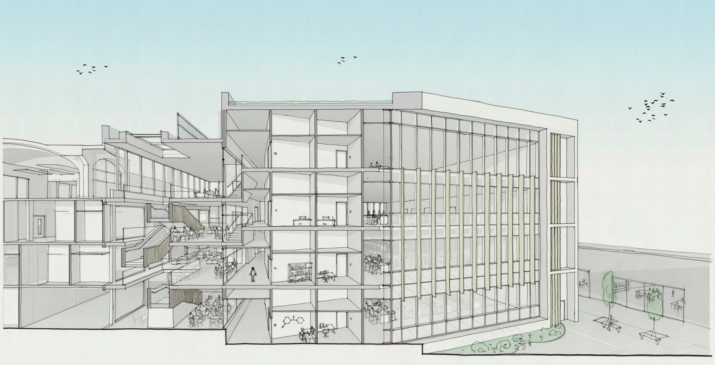 AHR University JosephPriestley BuildingConsultancy Architecture Huddersfield Sketch1