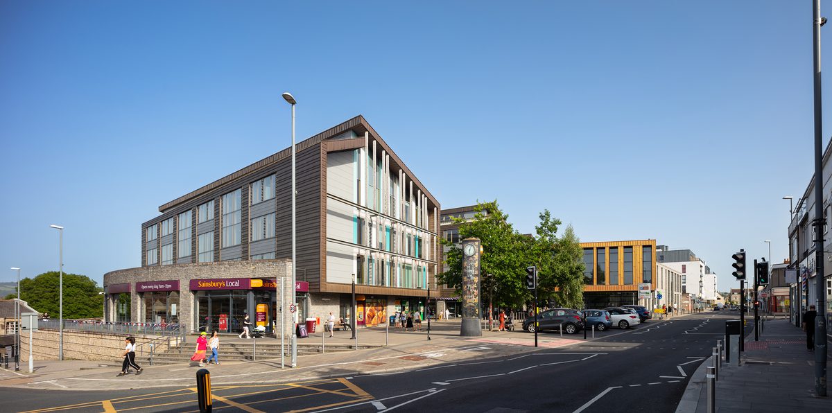 Keynsham Civic Centre and One Stop Shop sits prominently within the regenerated town centre.