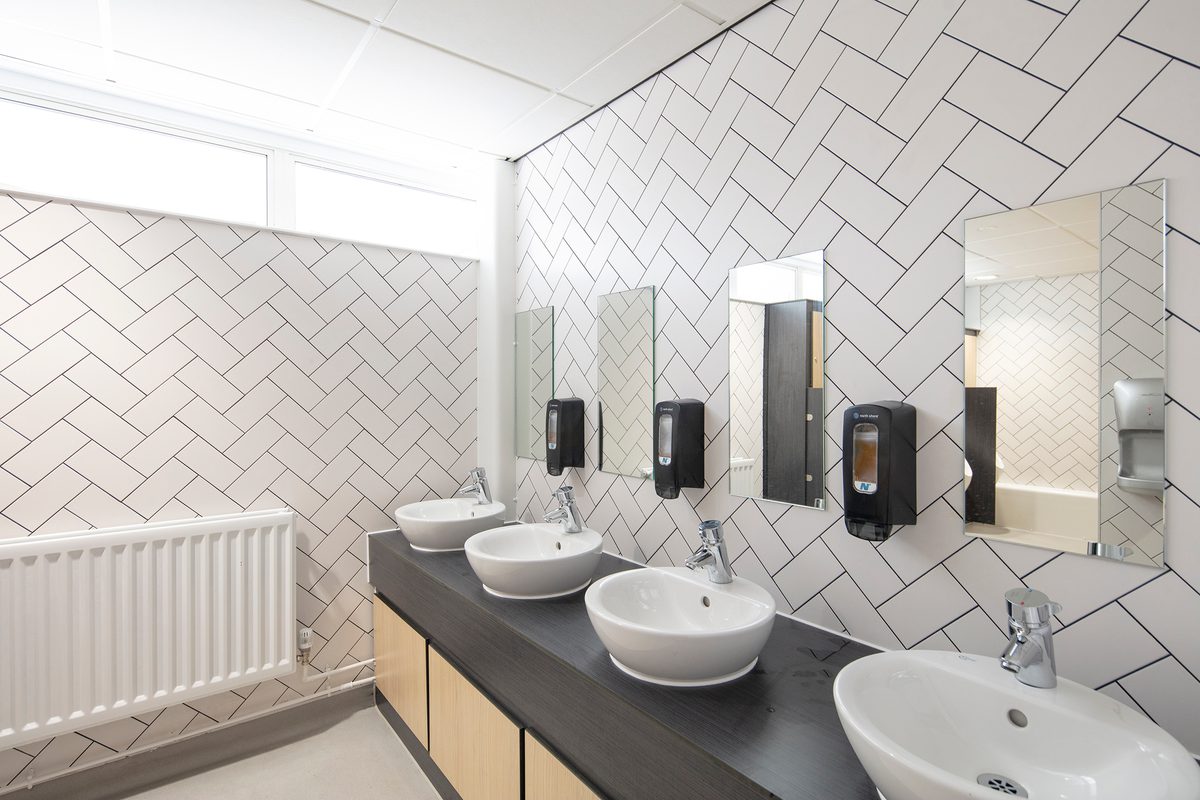 The bright, modern toilet facilities within the Laura Annie Wilson Building.