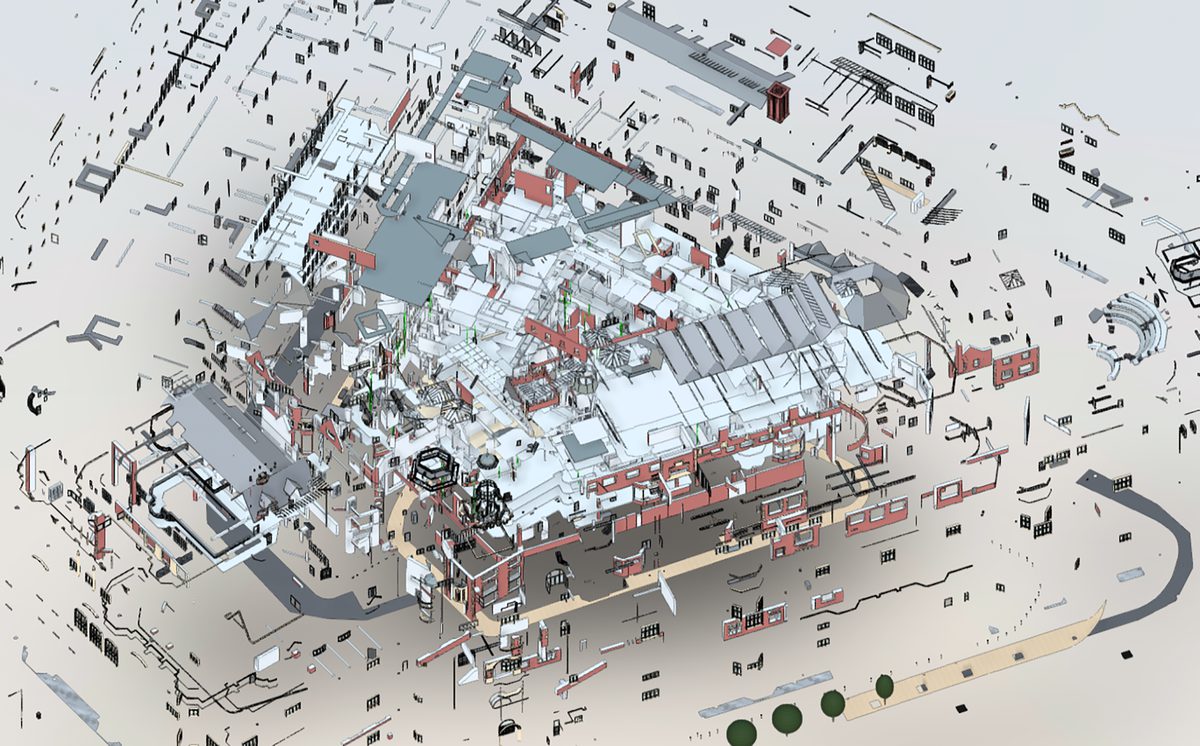 A visualisation of a Scan to BIM model of the Old Medical School in Leeds