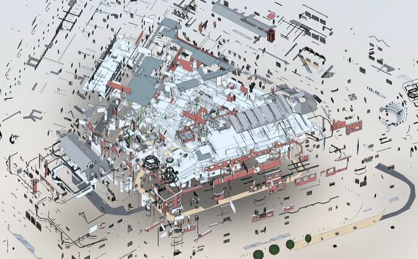 A visualisation of a Scan to BIM model of the Old Medical School in Leeds