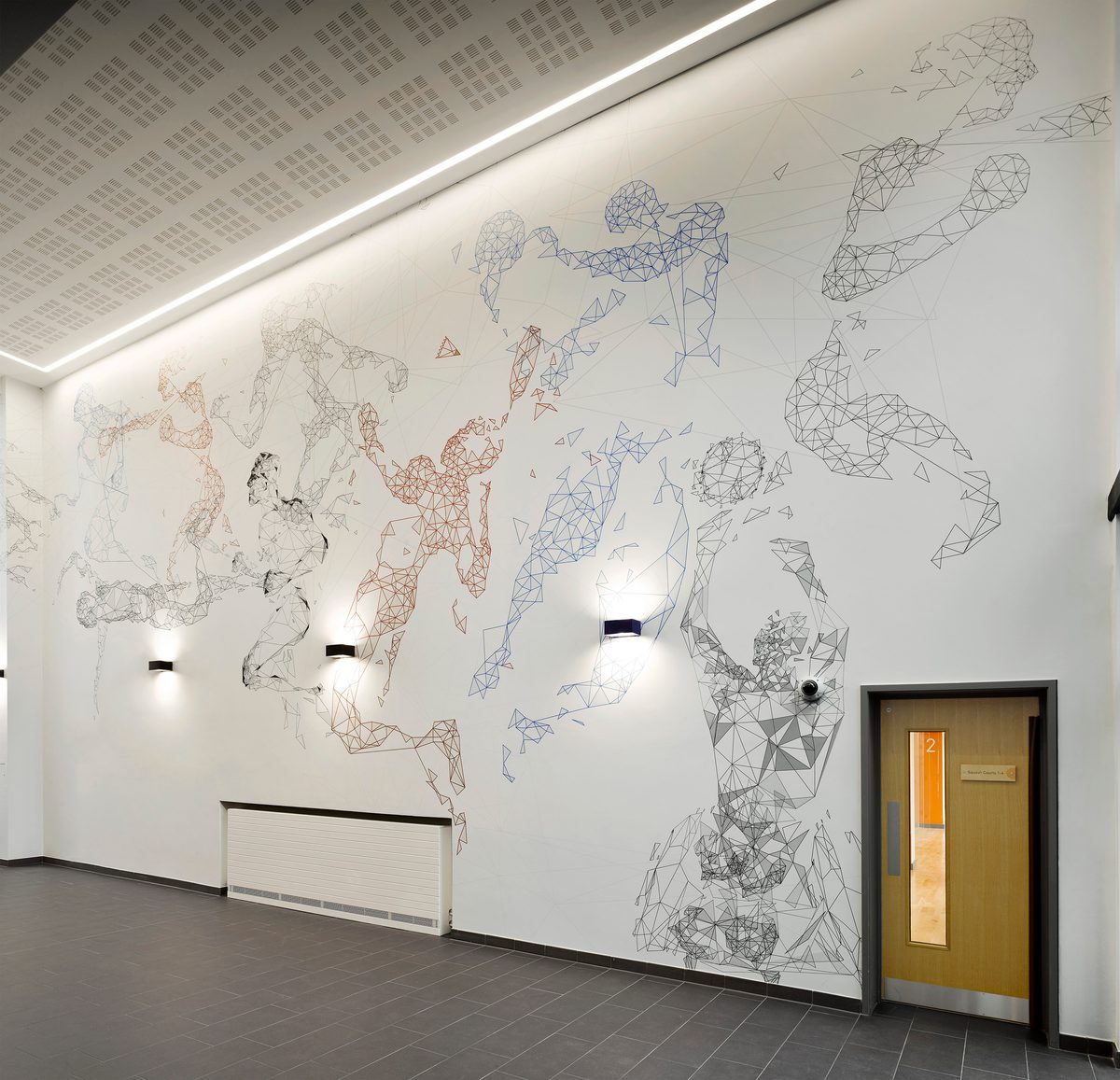 A painted mural on a wall of one of the studio spaces inside Places Leisure Eastleigh.