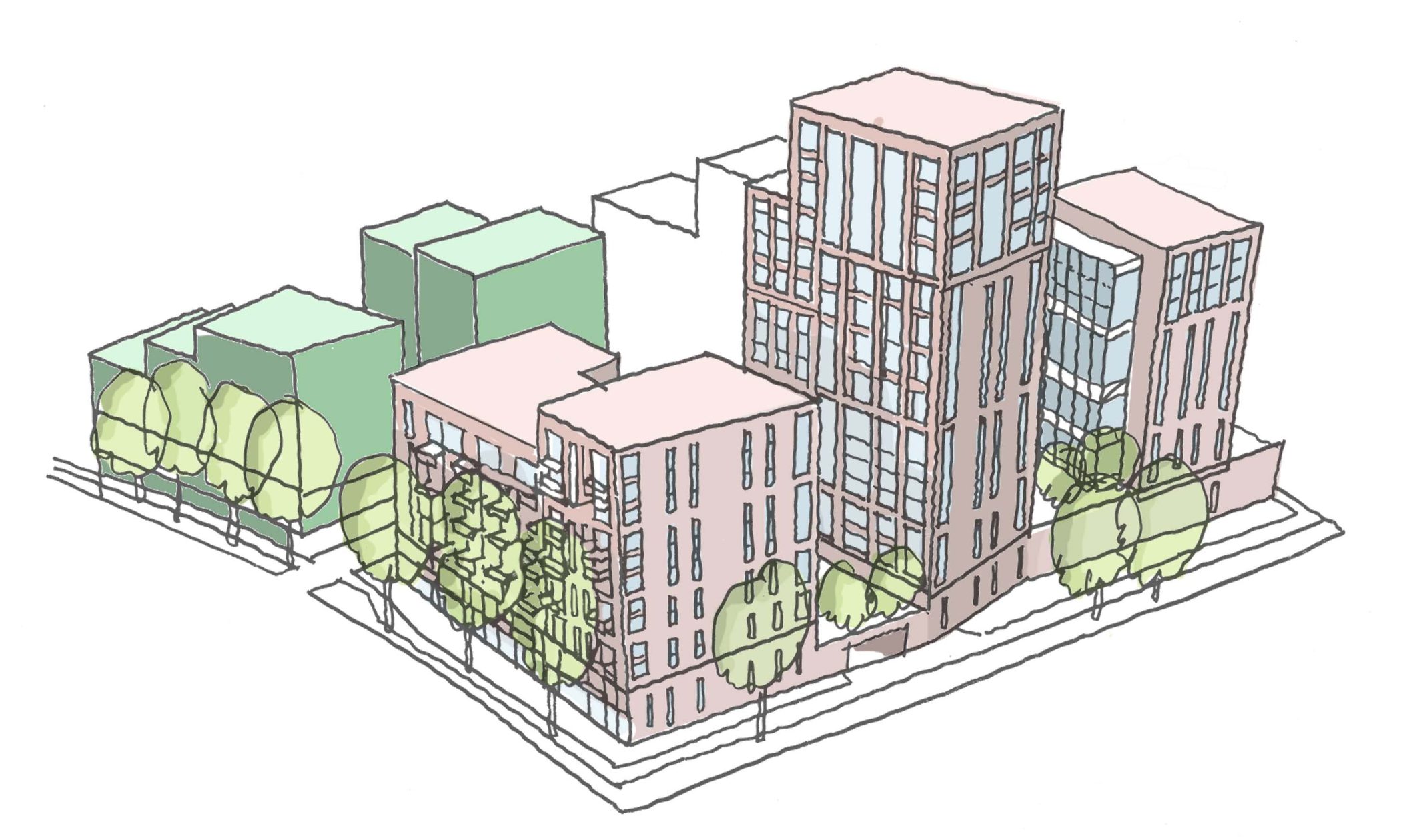 AHR Housing Quayside Quarter Architecture London Sketch1