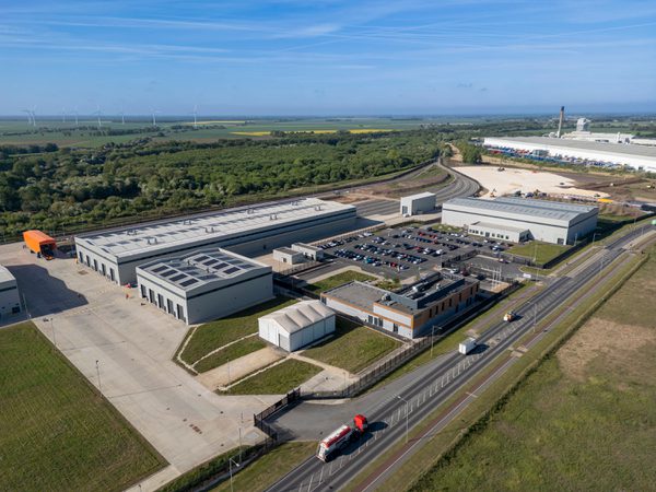 An aerial shot of Siemens Mobility Train Manufacturing Facility and Siemens Mobility Traction Drives UK and Ireland Facility.