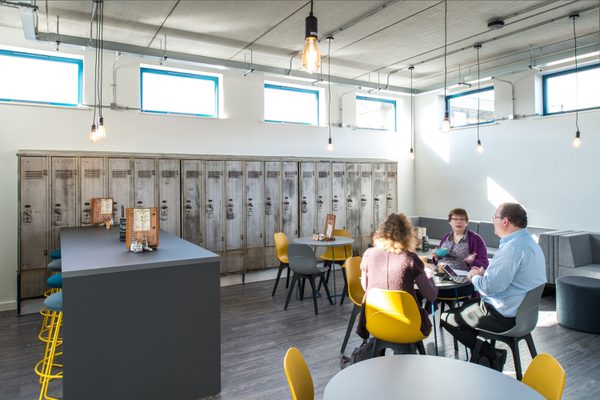 The cafe space at the refurbished grade 2 listed sovereign design house.