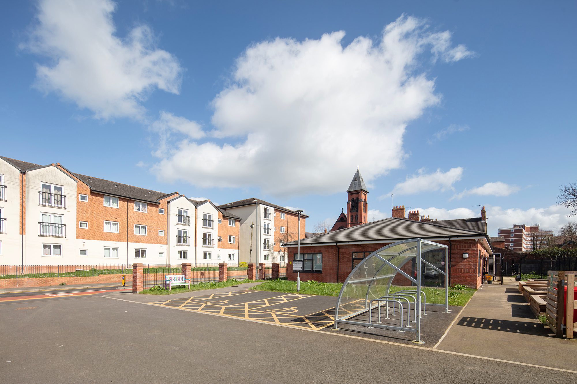 Accessible parking and a bike storage