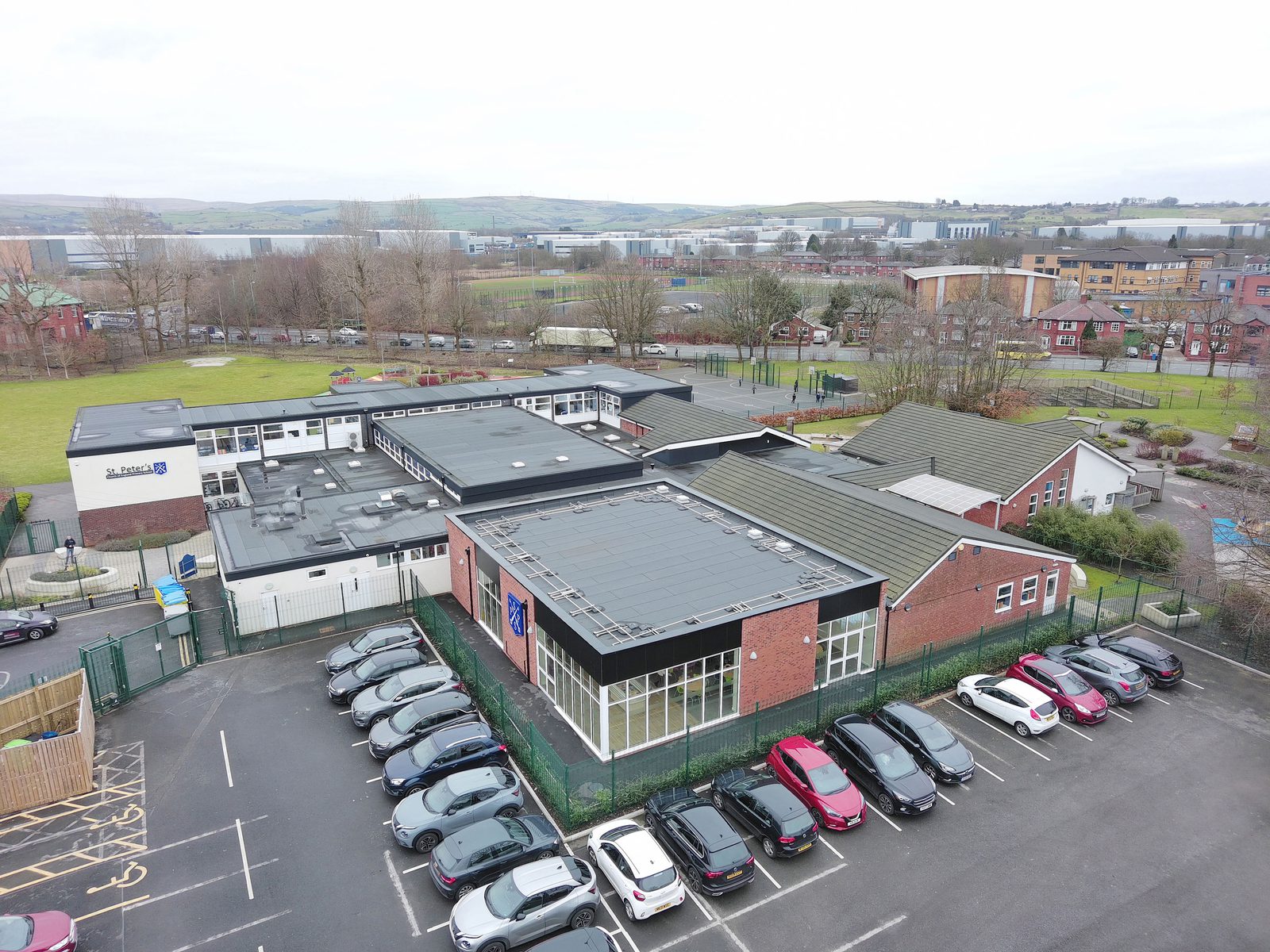 The expansion blends with the existing building