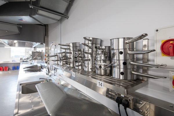 Brand new catering equipment inside the catering facility inside the Sheffield College's City Campus.