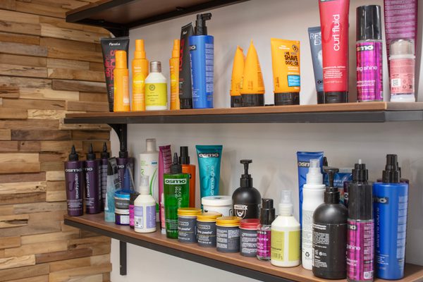 A detail shot of the salon products provided to support learning at the Sheffield College's City Campus.