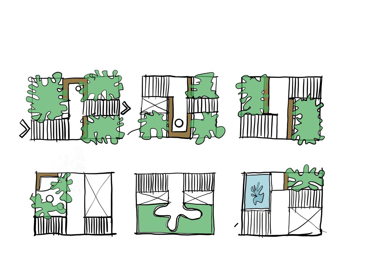 A sketch showing the biophilic elements used within the health and wellbeing centre.