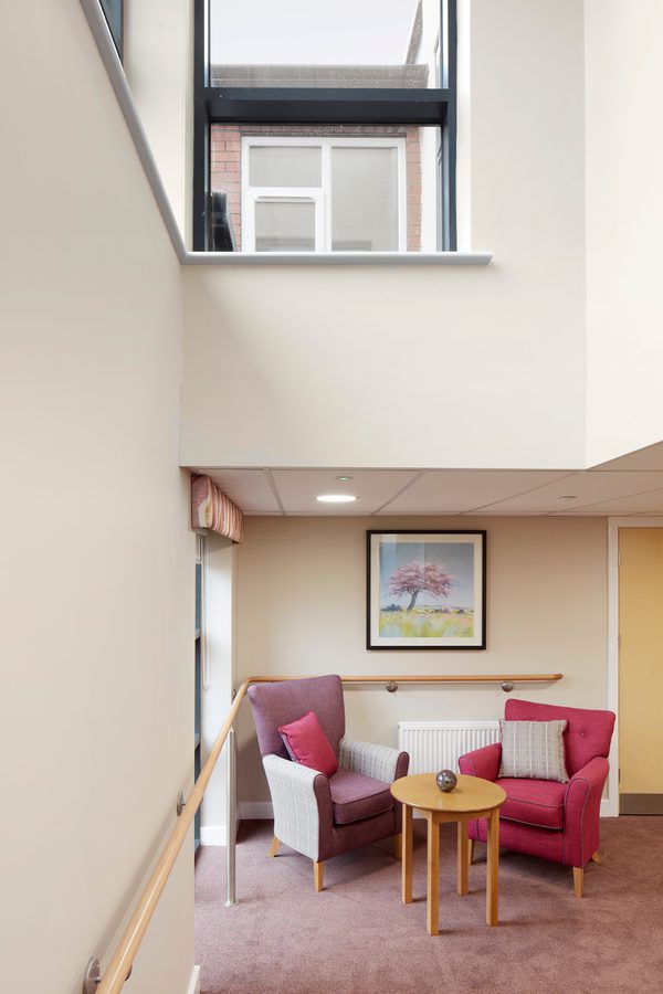 A double height communal seating area within one of the Independent Living Schemes in Vico Homes' property portfolio.
